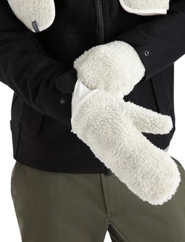 Women's Icebreaker Unisex RealFleece™ Merino High Pile Mittens Gloves Ecru Heather | CA 1452ZUTG